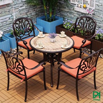 Bộ bàn cafe ngoài trời 4 ghế phong cách cổ điển